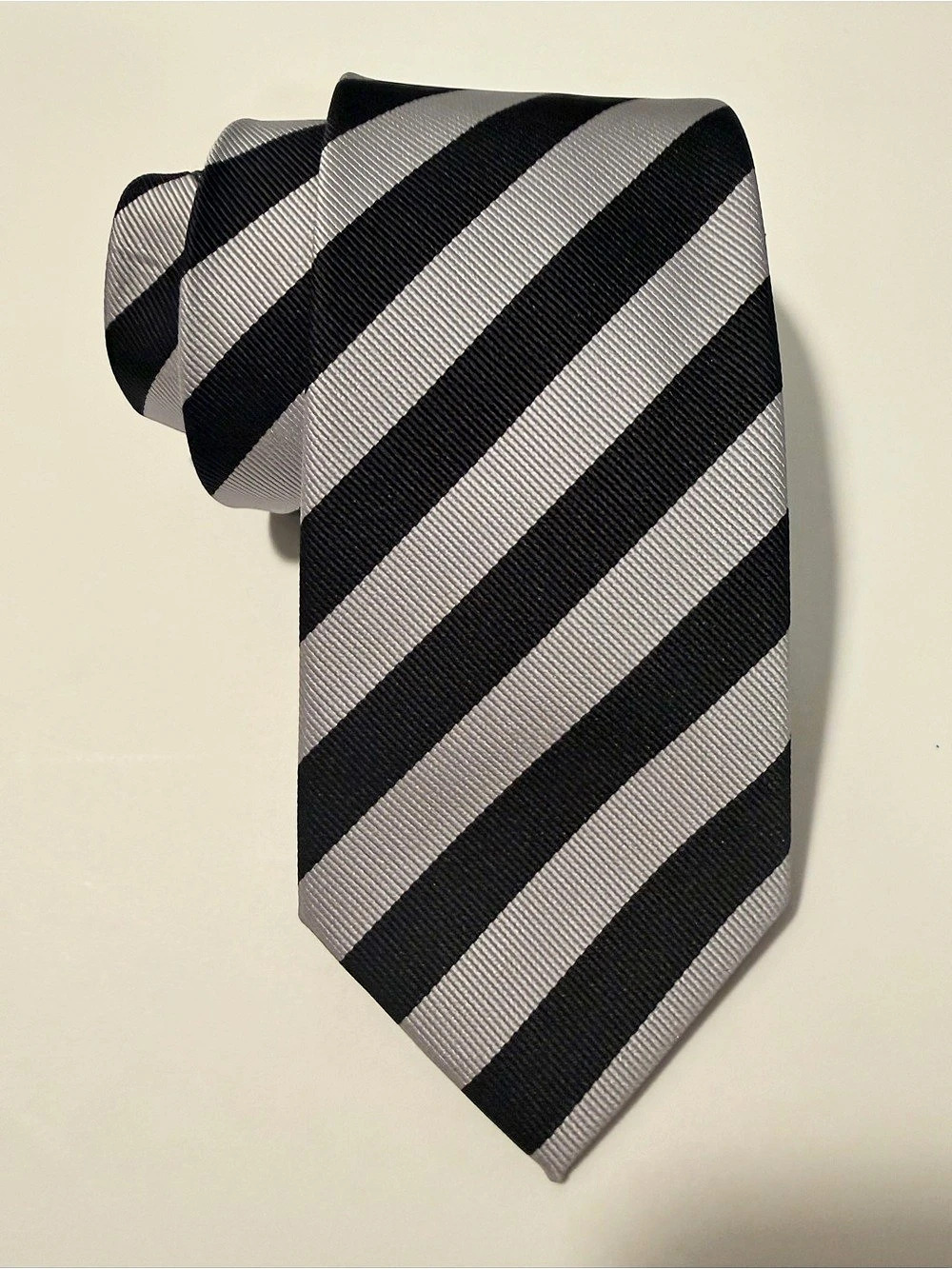 Laurant Bennett Milano Boys Striped Tie in Black & Gray New